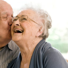 Senior couple enjoying stay at nursing home